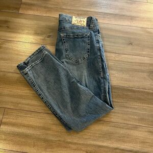 True Religion Ricky Straight Leg Jeans Mens Denim Blue Distressed  Men 36